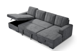 Como U Shape Sofabed With Ottoman Storage Charcoal Morgan - Malvern - Somerford - Calix - Euphoria - Plush Style - thumbnail 4