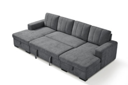 Como U Shape Sofabed With Ottoman Storage Charcoal Morgan - Malvern - Somerford - Calix - Euphoria - Plush Style - thumbnail 3