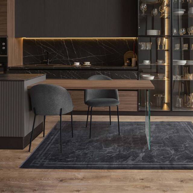Zehraya 120x180cm ZE03 Grey Border Rug - image 1