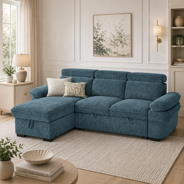 Hudson Sofabed Blue Universal Corner Sofa - image 1