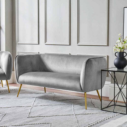 Lucca Dove Grey Velvet and Metal Sofa - image 1
