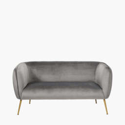 Lucca Dove Grey Velvet and Metal Sofa - thumbnail 3