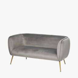 Lucca Dove Grey Velvet and Metal Sofa - thumbnail 2