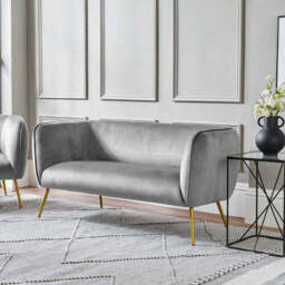 Lucca Dove Grey Velvet and Metal Sofa - thumbnail 1