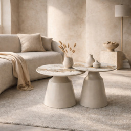 Luna Coffee & End Tables Matt Grey & Pandora Set Of 2 - thumbnail 2