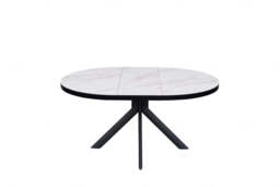 Danello Round Extending Dining Table White & Sunset Cloud Vein Ceramic - thumbnail 2