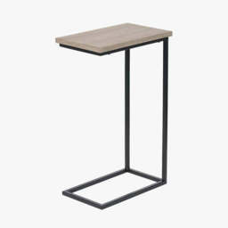 Soho Natural Wood Veneer and Black Metal Supper Side Table - thumbnail 1