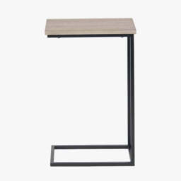 Soho Natural Wood Veneer and Black Metal Supper Side Table - thumbnail 3