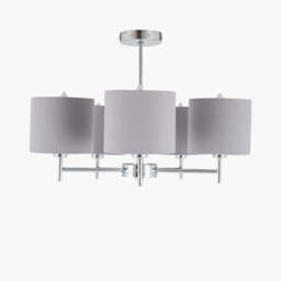 Plaza Silver Metal and Grey Linen 5 Arm Pendant - thumbnail 1