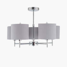 Plaza Silver Metal and Grey Linen 5 Arm Pendant - thumbnail 3
