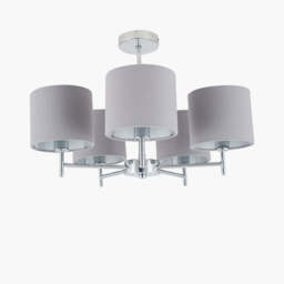 Plaza Silver Metal and Grey Linen 5 Arm Pendant - thumbnail 4