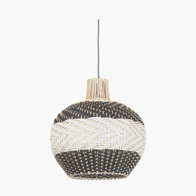 Rowan Natural Rattan Black and White Woven Pendant - image 1