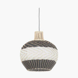 Rowan Natural Rattan Black and White Woven Pendant - thumbnail 1