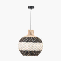 Rowan Natural Rattan Black and White Woven Pendant - thumbnail 2