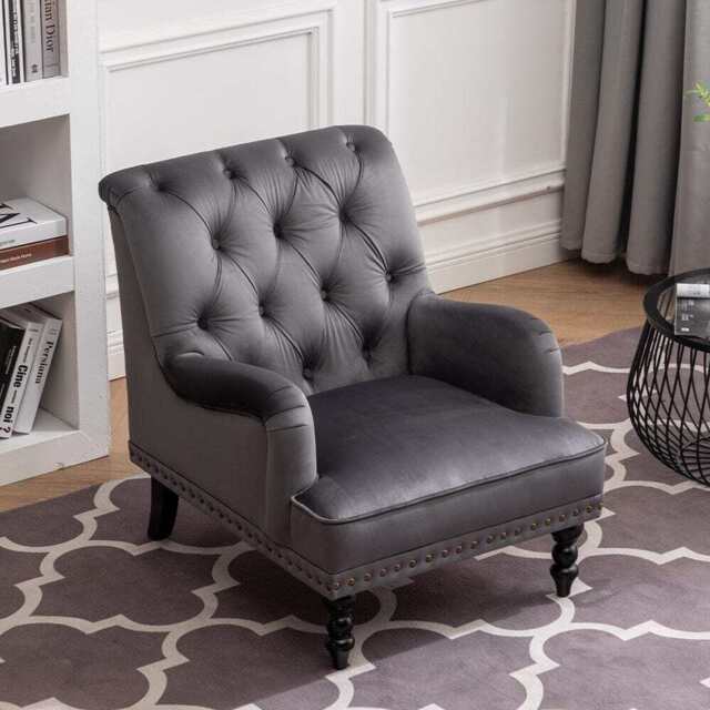 Darwin Dark Grey Velvet Accent Chair - image 1