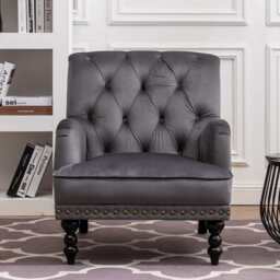 Darwin Dark Grey Velvet Accent Chair - thumbnail 3
