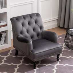 Darwin Dark Grey Velvet Accent Chair - thumbnail 1