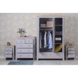 Heritage 4 Piece Bedroom Wardrobe Chest Set With Bedside Tables, Grey - thumbnail 5