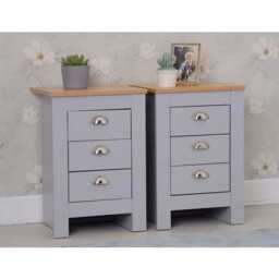 Heritage 4 Piece Bedroom Wardrobe Chest Set With Bedside Tables, Grey - thumbnail 3