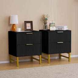 Mercury Ridged 4 Piece  Bedroom Set Wardrobe Chest, Black - thumbnail 3