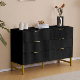 Mercury Ridged 4 Piece  Bedroom Set Wardrobe Chest, Black - thumbnail 5