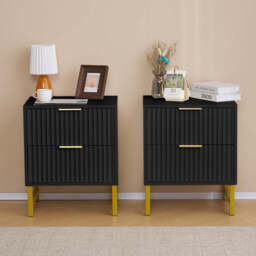 Mercury Ridged 4 Piece  Bedroom Set Wardrobe Chest, Black - thumbnail 4