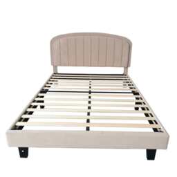 Aurora Plush Bed Frame with Head Board Single Bed or Double Bed, Double Size Frame / Cream - thumbnail 3
