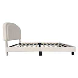 Aurora Plush Bed Frame with Head Board Single Bed or Double Bed, Double Size Frame / Cream - thumbnail 7