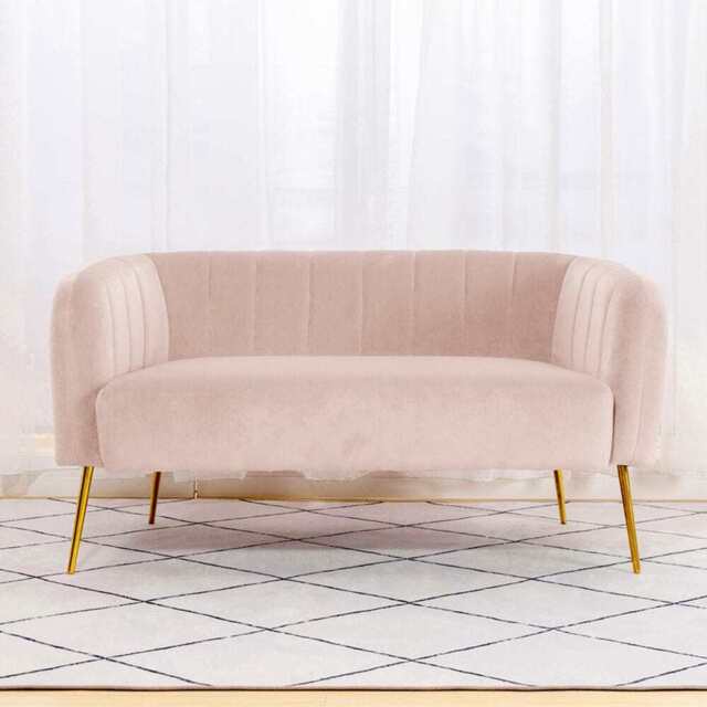 Russell Velvet Two Seater Sofa In Pink - image 1