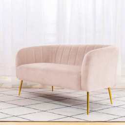 Russell Velvet Two Seater Sofa In Pink - thumbnail 3