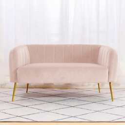 Russell Velvet Two Seater Sofa In Pink - thumbnail 2