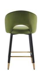 Set Of 2 Amore Velvet Upholstery Bar Stool With Gold Ornament, Vine Green - thumbnail 7