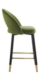 Set Of 2 Amore Velvet Upholstery Bar Stool With Gold Ornament, Vine Green - thumbnail 5