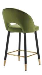 Set Of 2 Amore Velvet Upholstery Bar Stool With Gold Ornament, Vine Green - thumbnail 6