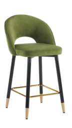 Set Of 2 Amore Velvet Upholstery Bar Stool With Gold Ornament, Vine Green - thumbnail 2