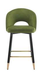 Set Of 2 Amore Velvet Upholstery Bar Stool With Gold Ornament, Vine Green - thumbnail 3