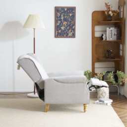 Ascot Velvet Pushback Recliner Chair, Light Grey - thumbnail 7