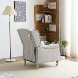 Ascot Velvet Pushback Recliner Chair, Light Grey - thumbnail 9