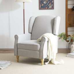 Ascot Velvet Pushback Recliner Chair, Light Grey - thumbnail 5