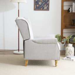 Ascot Velvet Pushback Recliner Chair, Light Grey - thumbnail 8