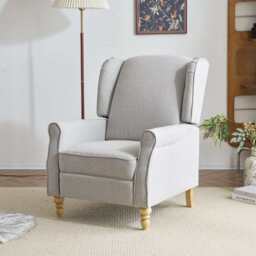 Ascot Velvet Pushback Recliner Chair, Light Grey - thumbnail 6