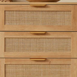 Boho 6 Drawers Chest Rattan Decorated Storage TV Cabinet, Natural Rattan - thumbnail 5