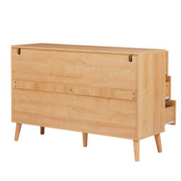 Boho 6 Drawers Chest Rattan Decorated Storage TV Cabinet, Natural Rattan - thumbnail 7