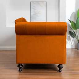 Toronto 3 Seater Chesterfield Style Velvet Sofa Bed In Orange - thumbnail 8