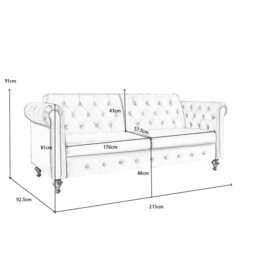 Toronto 3 Seater Chesterfield Style Velvet Sofa Bed In Orange - thumbnail 6