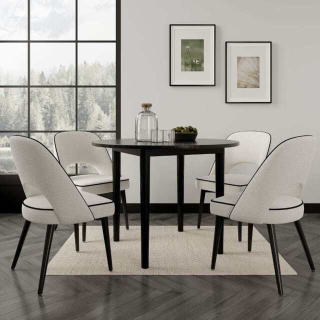 Luna 100cm Black Round Dining Table With Rubber Wood Legs - image 1