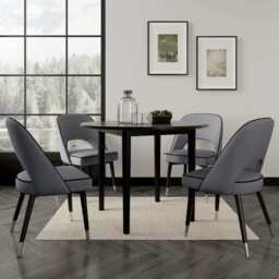 Luna 100cm Black Round Dining Table With Rubber Wood Legs - thumbnail 3