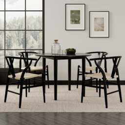 Luna 100cm Black Round Dining Table With Rubber Wood Legs - thumbnail 5