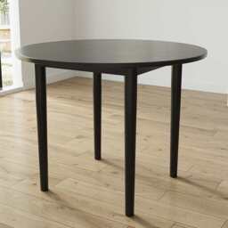 Luna 100cm Black Round Dining Table With Rubber Wood Legs - thumbnail 2