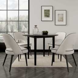 Luna 100cm Black Round Dining Table With Rubber Wood Legs - thumbnail 1